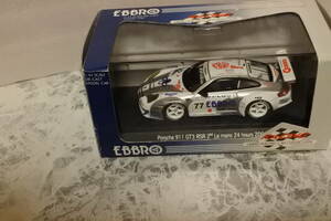 エブロ　ポルシェ　911GT3　RSR　2ndルマン24　2004　＃77　GT-ｃlass 　1/43 　WHITE/SILVER