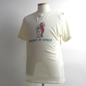 チャムス CHUMS コットン100% 宇宙プリント クルーネックTシャツ 半袖 M アイボリー m0806-8