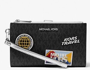 2025春夏新作　日本未発売　直営　MICHAEL KORS Jet Set Travel Large Embellished Signature Logo Wristlet　LAから最新本物をお届け!