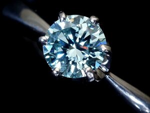 1円～【ジュエリー極】超希少！大粒極上天然１粒アイスブルーダイヤ0.320ct＆ 高級Pt900リング k8688or【送料無料】