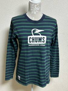 レディース【 CHUMS★チャムス】トップス・長袖Tシャツ・グリーン／ネイビー・Lサイズ