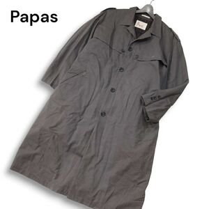 Papas パパス 秋冬 中綿ライナー★ シングル ロング トレンチ コート グレー Sz.L メンズ 日本製　I4T03500_A#N