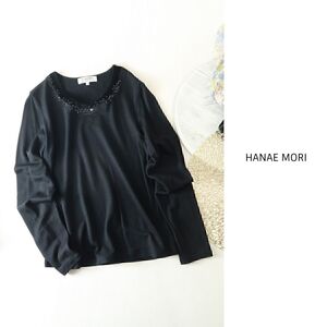 ハナエ モリ HANAE MORI☆ウール100％ スパンコールニットトップス Mサイズ 日本製☆C-K 7467