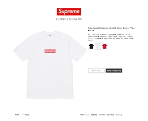 正規品 新品 未使用 SS19 Supreme Swarovski Box Logo Tee シュプリーム スワロフスキー ボックス ロゴ ティー シャツ Large ラージ