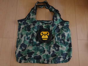 BAPE KIDS◆A BATHING APE／迷彩カモ◆ア ベイシング エイプ◆MILO(R)型エコバッグ カラビナ付き/CAMO/付録