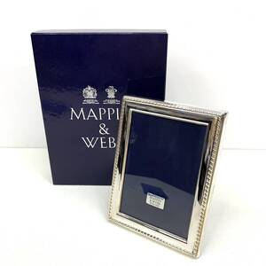 【美品】 MAPPIN＆WEBB マッピンウェブ フォトフレーム フォトケース フォトフォルダー 額縁 ブルー/シルバー925 スエード 箱有