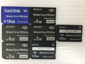 K14-447-035【中古/動作品】メモリースティック 7点 (MEMORY STICK PRO DUO/SanDisk/16GB/4GB/2GB/32MB/ソニー/SONY/PSP/メモリーカード)