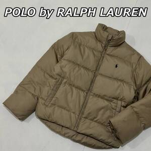 【POLO by RALPH LAUREN】ポロ バイ ラルフローレン ナイロン ダウンジャケット スタンドカラー 袖口内側リブあり ベージュ