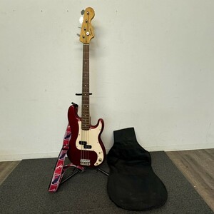 L425-K58-336◆ Squier by Fender スクワイヤー フェンダー P BASS エレキベース 赤 レッド ソフトケース付き 通電確認/音出し確認OK