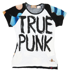 ヴィヴィアンウエストウッド Vivienne Westwood TRUE PUNK Tシャツ カットソー スリット プリント 半袖 グラデーション マルチカラー L レ