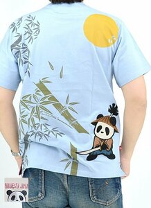 熊猫侍居合い半袖Tシャツ◆PANDIESTA JAPAN サックスXXLサイズ 554857 パンディエスタジャパン パンダ 和柄 刺繍