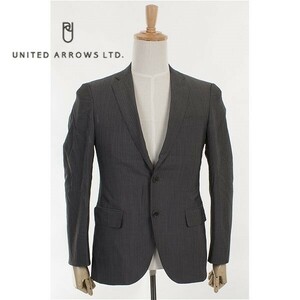 A4280/秋冬 総裏 UNITED ARROWS green label relaxing ウール シルク ストライプ テーラード シングル2Bジャケット 44灰色/メンズ スーツ用