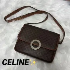 CELINE✨ ショルダーバッグ サークル金具 マカダム柄 トリオンフ レザー