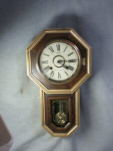 柱時計　8インチペイント文字盤　8角　尾長　タカノ時計製　古時計　完動品