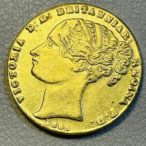 イギリス 硬貨 古銭 ヴィクトリア女王 1855年 イギリス領オーストラリア エドワードクラウン 花輪 コイン 重4.55g 金貨 