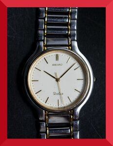 セイコー SEIKO ドルチェ Dolce クォーツ 3針 純正ベルト 7741-6050 男性用 メンズ 腕時計 W244 稼働品