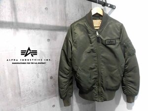 ALPHA INDUSTRIES/アルファ インダストリーズ MA-1 D-TEC フライトジャケット L/ベルクロワッペン付き 中綿入り ミリタリーブルゾン/メンズ