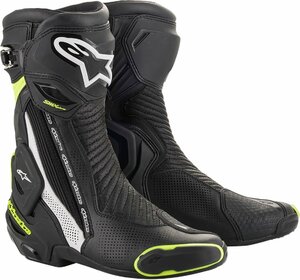 US 9.5 / EU 44 - ブラック/ホワイト/イエロー - ALPINESTARS アルパインスターズ SMX Plus ベンテッド ブーツ