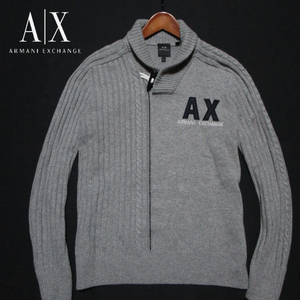 【A/X アルマーニエクスチェンジ】 ショールカラー　ウールブレンドニット　グレー （M） ARMANI EXCHANGE　ジョルジオアルマーニジャパン