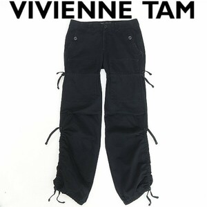 ◆VIVIENNE TAM ヴィヴィアンタム ストレッチ コットン シャーリング パンツ 黒 ブラック 0