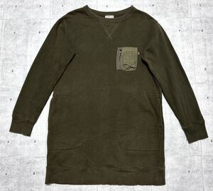 アルファ スウェット ワンピース ロング丈 前V ガゼット クルーネック　　ALPHA INDUSTRIES アルファインダストリーズ 玉8231