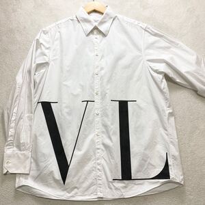 【極美品・現行】 VALENTINO ヴァレンティノ メンズ 長袖 シャツ ビッグロゴ プリント ホワイト XLサイズ相当 オーバーサイズ