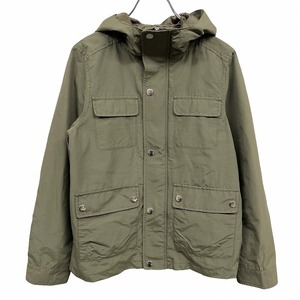 UNITED ARROWS Green Label Relaxing 少し薄手 パーカー ジャケット 裏地付き 無地 長袖 綿×ナイロン 36 グリーンカーキ 緑 レディース