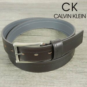 新品 訳有 カルバンクライン 濃茶 牛革レザー ベルト カット調節可能 CK CALVIN KLEIN メンズ 紳士 【3013】