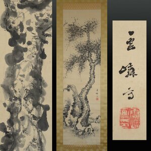 【真作】 蔵壷◆『垣内雲嶙松図』 1幅 古筆 古文書 水墨画 日本画 花鳥画 中国絵画 四条派 塩川文麟に学ぶ 茶掛軸 岐阜県 飛騨高山