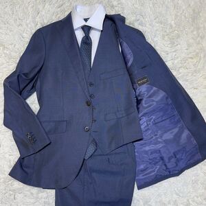 Mサイズ相当 THE SUITS COMPANY スーツカンパニー スーツ スーツ セットアップ スリーピース REDA レダ ネイビー 青 メンズ 紳士服 秋冬