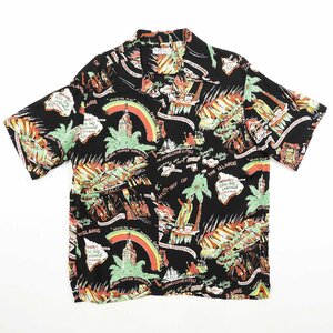 美品 SUN SURF サンサーフ SS38214RG ろーぐす別注 ハワイアンシャツ HISTORY OF THE ISLANDS LAUHALA #21522 送料360円 東洋 アロハシャツ