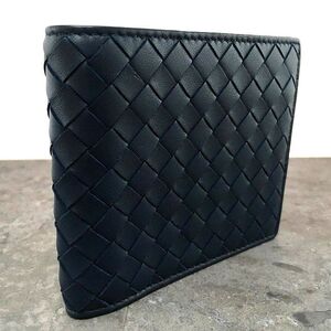 送料込み！ 未使用品 BOTTEGAVENETA 札入れ ラムスキン ネイビー 総イントレチャート 175