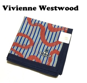 【Vivienne Westwood】(NO.5929）ヴィヴィアンウエストウッド ハンカチ ストライプ　オーブ刺繍　未使用　46cm