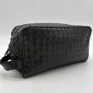 【美品】ボッテガヴェネタ BOTTEGA VENETA セカンドバッグ クラッチバッグ ビジネス イントレチャート レザー ブラック 黒 メンズ