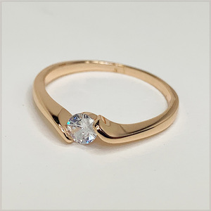 [RING] 14K 585 Rose Gold Plated φ4mm ブリリアントCut CZ スムース サイドテンション デザイン ローズゴールドリング 13号 【送料無料】