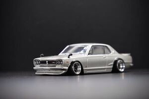 tarmac works[KaiZ] 1/64 NISSAN SKYLINE 2000 GT-R [KPGC10] 改 “Silver” 深リム ローダウン 改造 カスタム品　