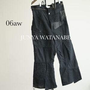 06AW ユニセックス ジュンヤワタナベ コムデギャルソン 再構築 パッチワーク パンツ M JUNYA WATANABE COMME des GARCONS マン man 黒