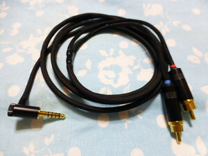 4.4mm5極 L字 SONY Walkman WM1ZM2 WM1AM WM1Z WM1A (抵抗入) → RCA×2 ライン入力 黒色 155cm 少し長め MOGAMI 2799 ZX300 ZX707 ZX507