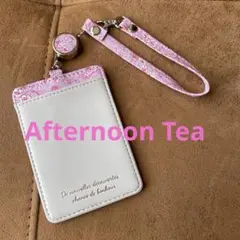 ✨美品✨Afternoon Tea パスケース　定期入れ　リール付き　花柄ピンク