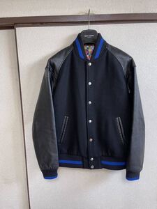 【良品】【裏地はカラーチャート】 uniform experiment UE ユニフォームエクスペリメント SOPHNET 袖レザースタジャン ジャケット BLACK