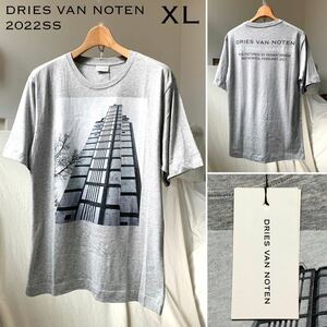 XL 新品 2022SSドリスヴァンノッテン DRIES VAN NOTEN フォトプリント バックロゴ 半袖 Tシャツ 定3.52万 メンズ 霜降りグレー 希少サイズ