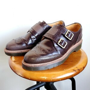 960◆ドクターマーチン Dr.Martens ダブルモンクストラップシューズ UK6/25-25.5㎝位 バーガンディ グレイン×スムース 中古 USED