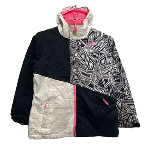 The north face ナイロンジャケット ザノースフェイス キッズ M ブラック ホワイト ピンク アウトドア 古着卸 アメリカ仕入 a611-5606