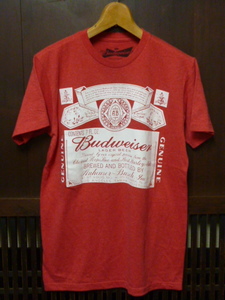 USA古着　90s Tシャツ Budweiser 赤 M 半袖 バドワイザー ビール 企業