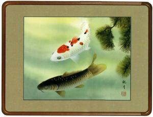 新品　優鯉　開運　日本画　掛軸　絵画　節句　掛け軸　贈答 魚 　