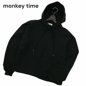 monkey time モンキータイム ユナイテッドアローズ 通年 裏毛 スウェット クロップド プルオーバー パーカー Sz.M メンズ 黒　A4T07558_6#I