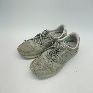 ◇ New Balance ニューバランス ビッグN ランニング用 シャイニー素材ロゴ スニーカー サイズ23.5 グレー レディース E