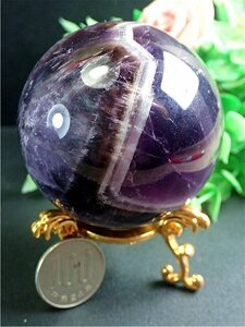 「在庫処分」天然～愛の守護石～夢幻紫水晶アメジスト丸玉176G1-92G09b