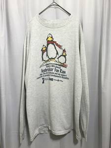 90‘s vintage Hanes BEEFY print long sleeveT shirt 90‘sヘインズ　プリントロンT USA製　希少　ペンギン　可愛い　Mサイズ