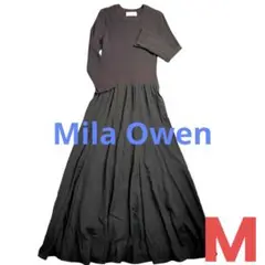 【Mila Owen】★ドッキングワンピース★異素材★茶色★リブニット★ロング